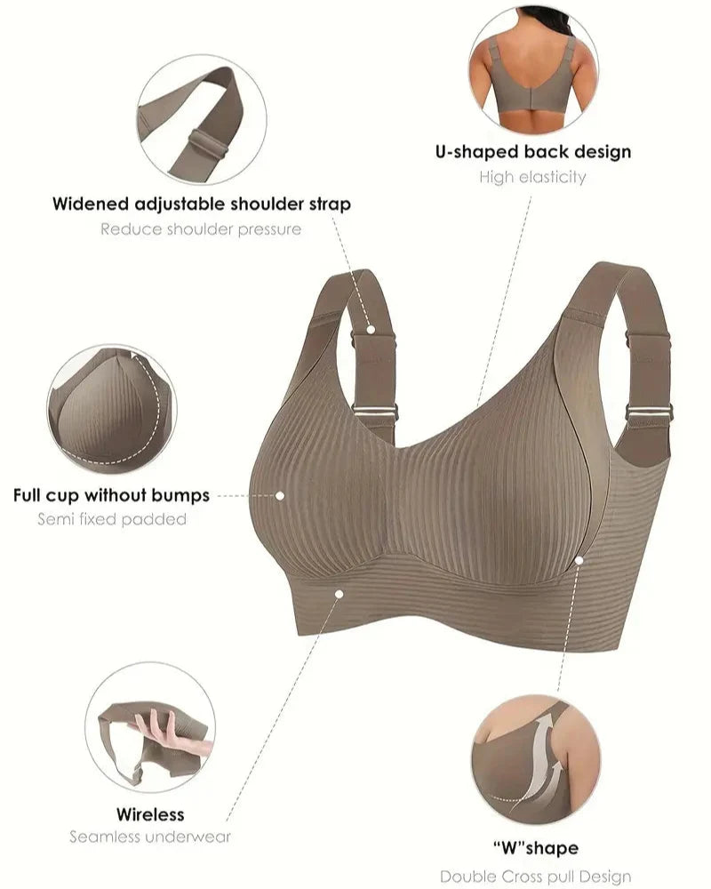 Sujetador sin aros ajustable con 4 filas de corchetes
