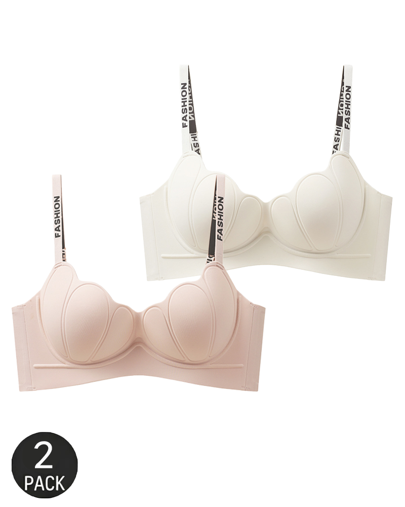 Lote de 2 bralettes ligeros, sin costuras y con efecto push-up