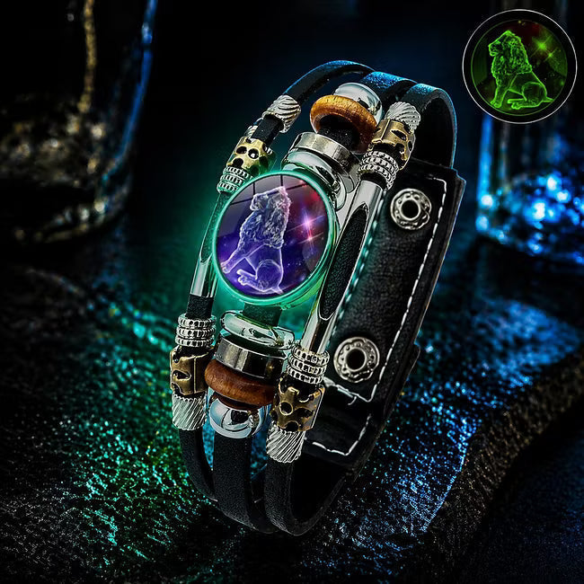 Bracelet en cuir phosphorescent du signe du zodiaque