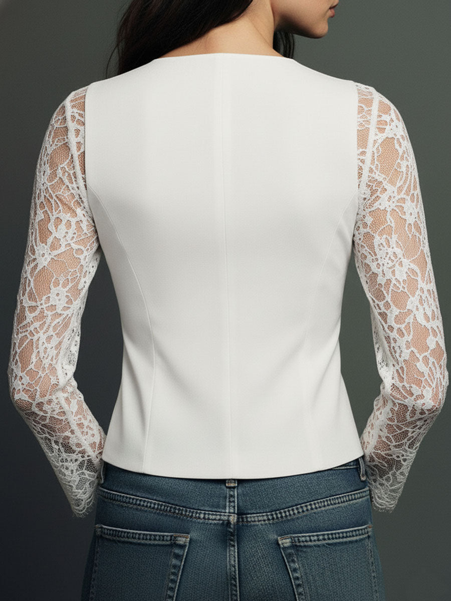 Top blazer con mangas semitransparentes