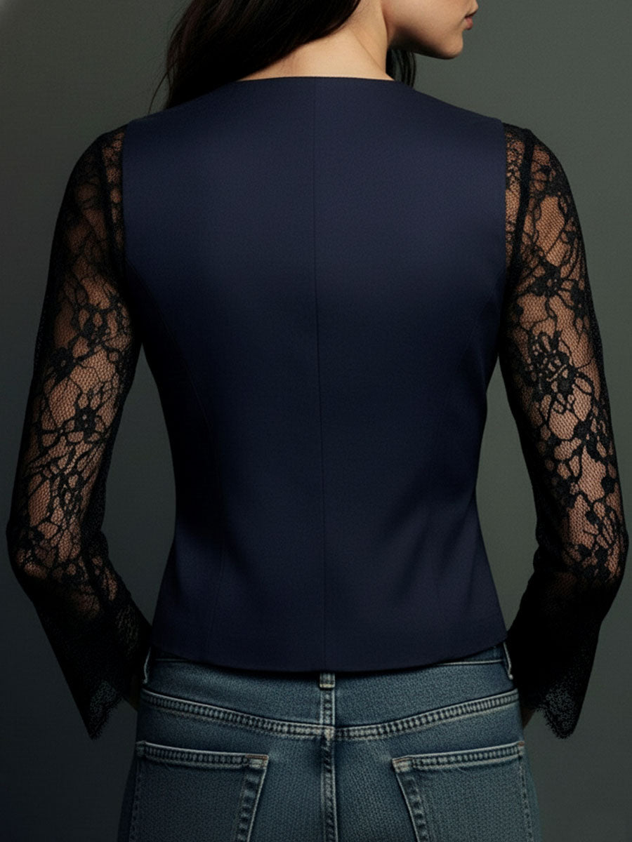 Blazer negre amb mànigues semitransparents