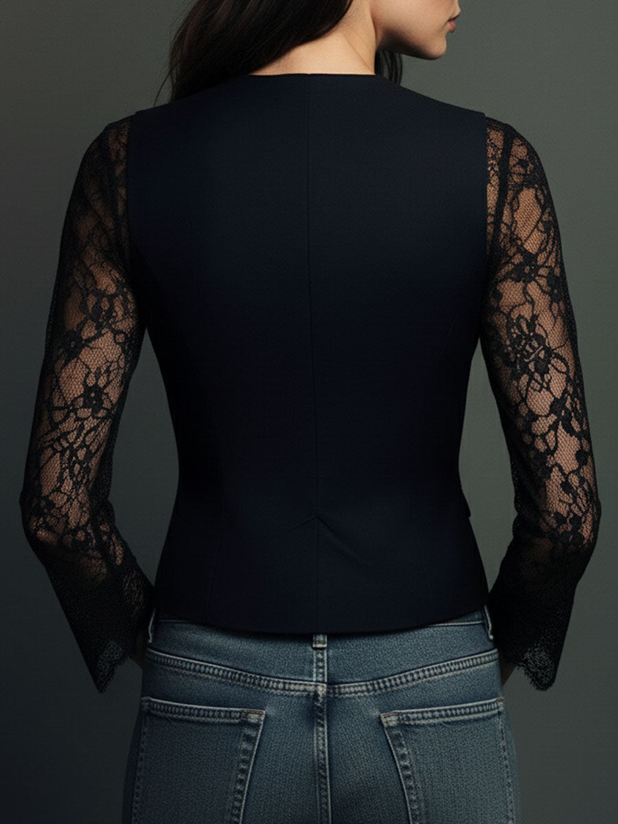 Blazer negre amb mànigues semitransparents