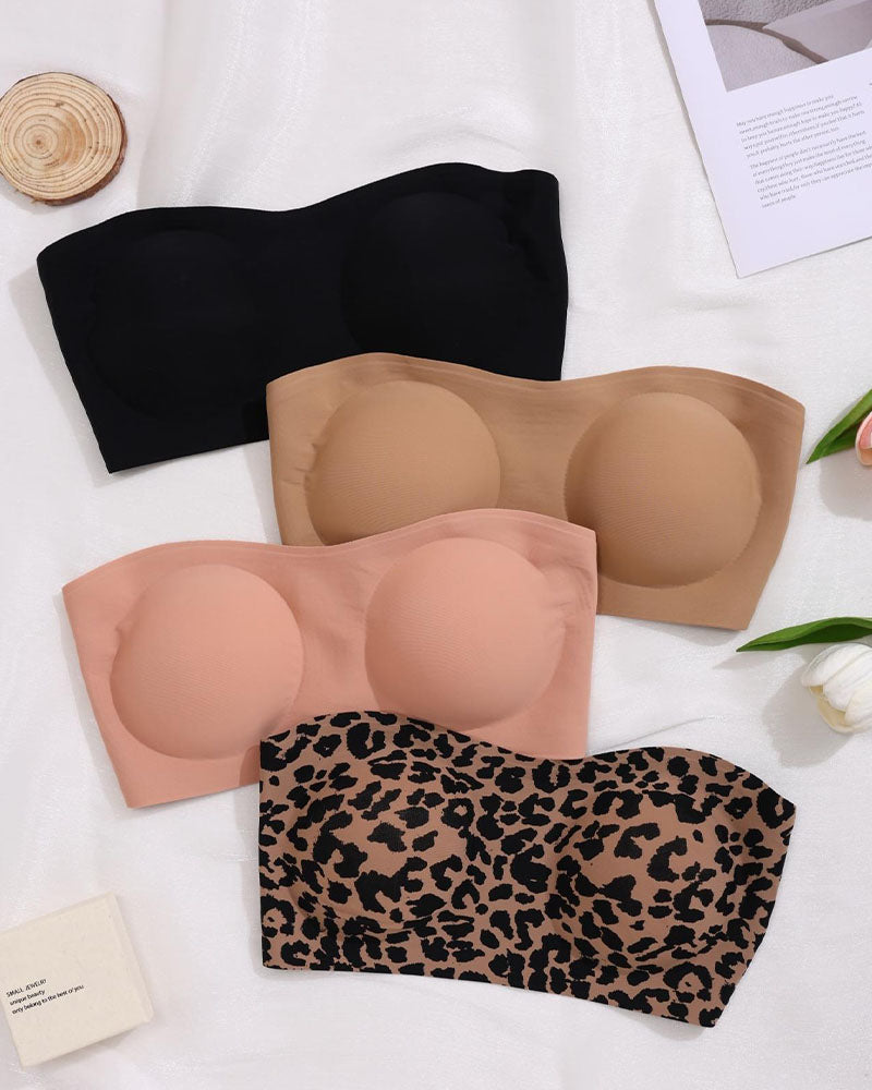 Reggiseno senza spalline con incrocio laterale ad anelli