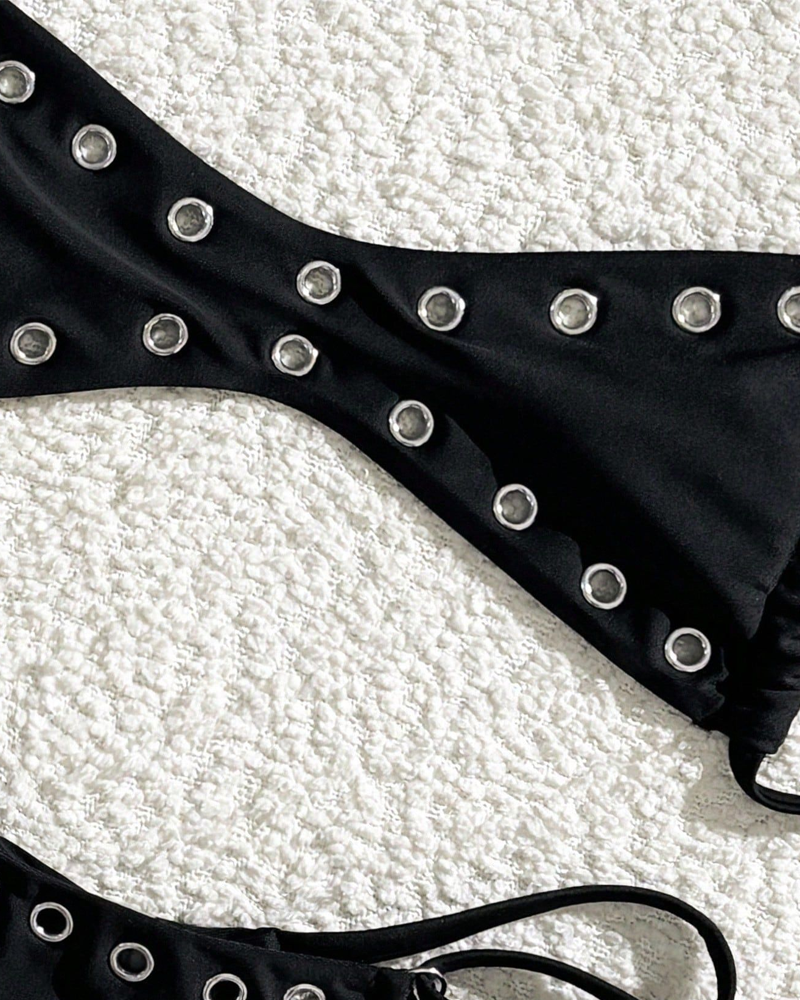 Bikini sexy de minibanda con espalda descubierta y lazos en los laterales