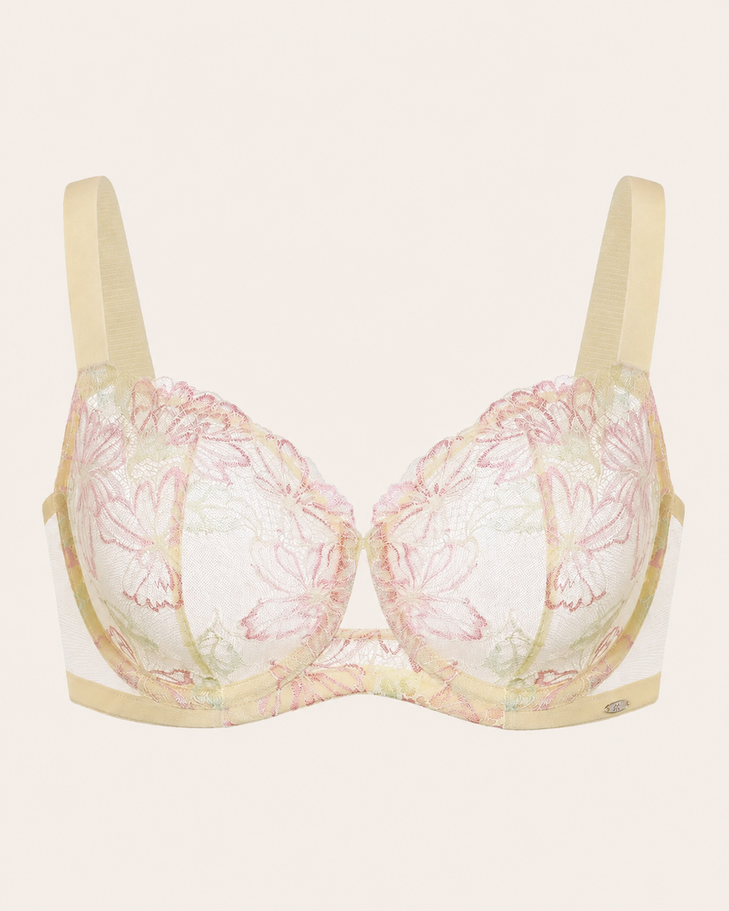 Sujetador push-up sin forro de encaje floral talla grande
