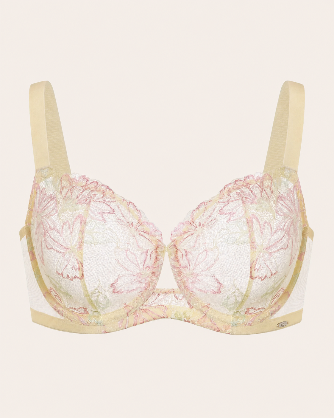 Sujetador push-up sin forro de encaje floral talla grande