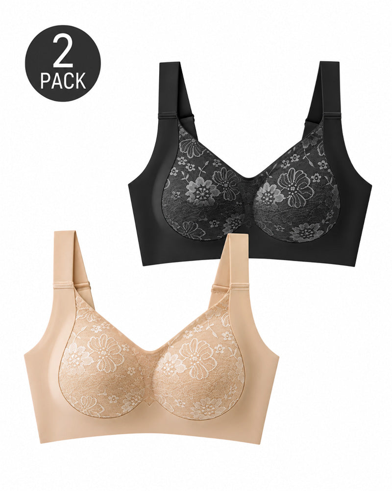 Pack de 2 sujetadores push-up de encaje sin costuras y transpirables