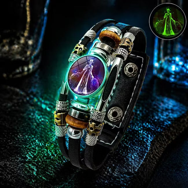 Bracelet en cuir phosphorescent du signe du zodiaque