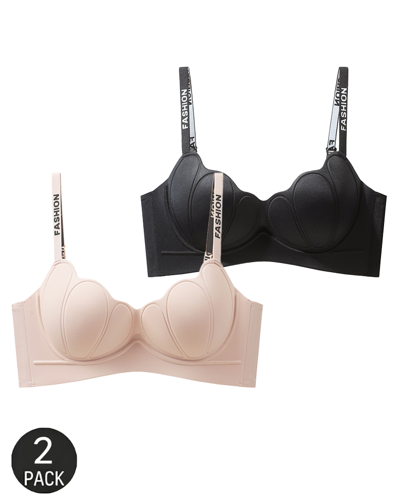 Lote de 2 bralettes ligeros, sin costuras y con efecto push-up