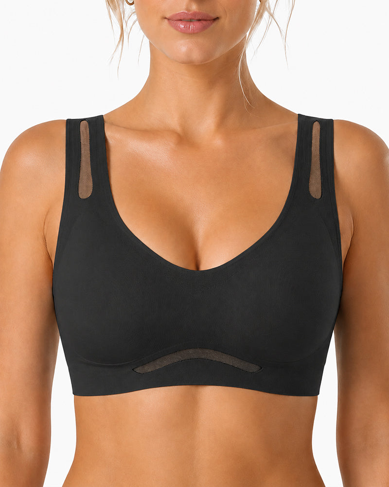 Lot de 2 brassières débardeur sans coutures en maille respirante à col V profond et découpes