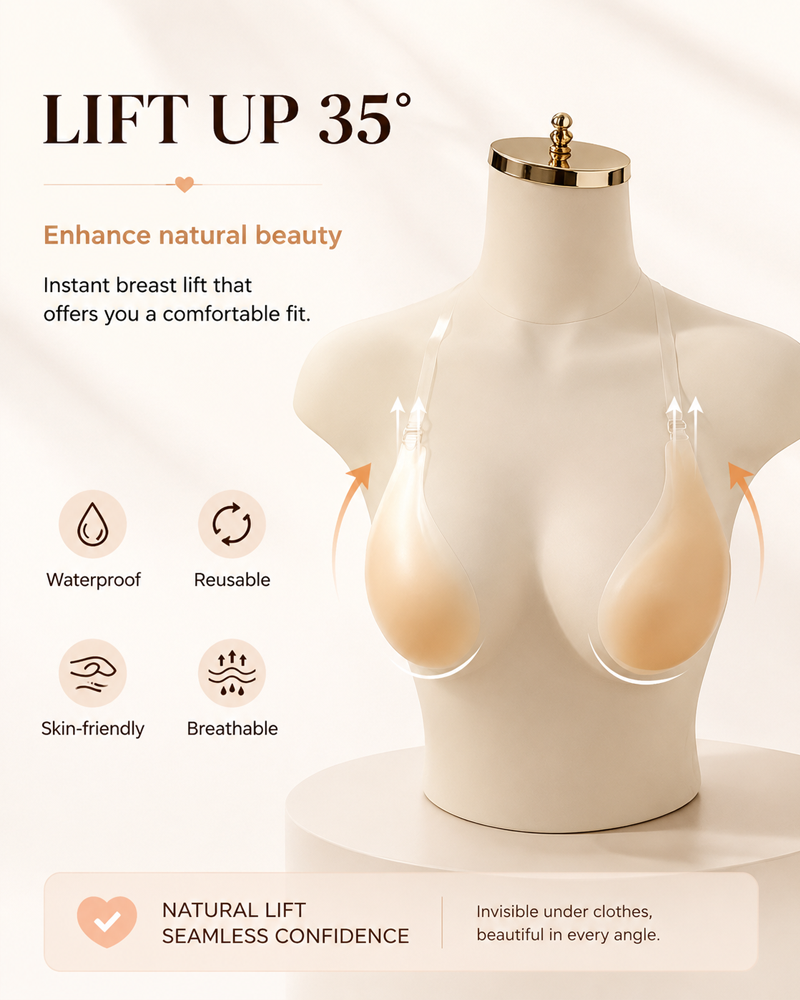Sujetador adhesivo invisible de silicona push-up con escote americano