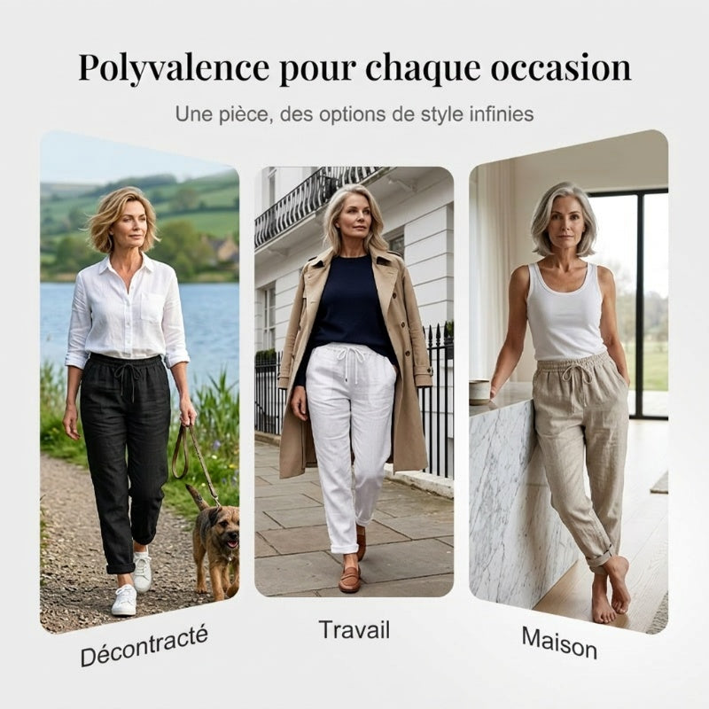 Pantalons rectes casuals de cotó i lli