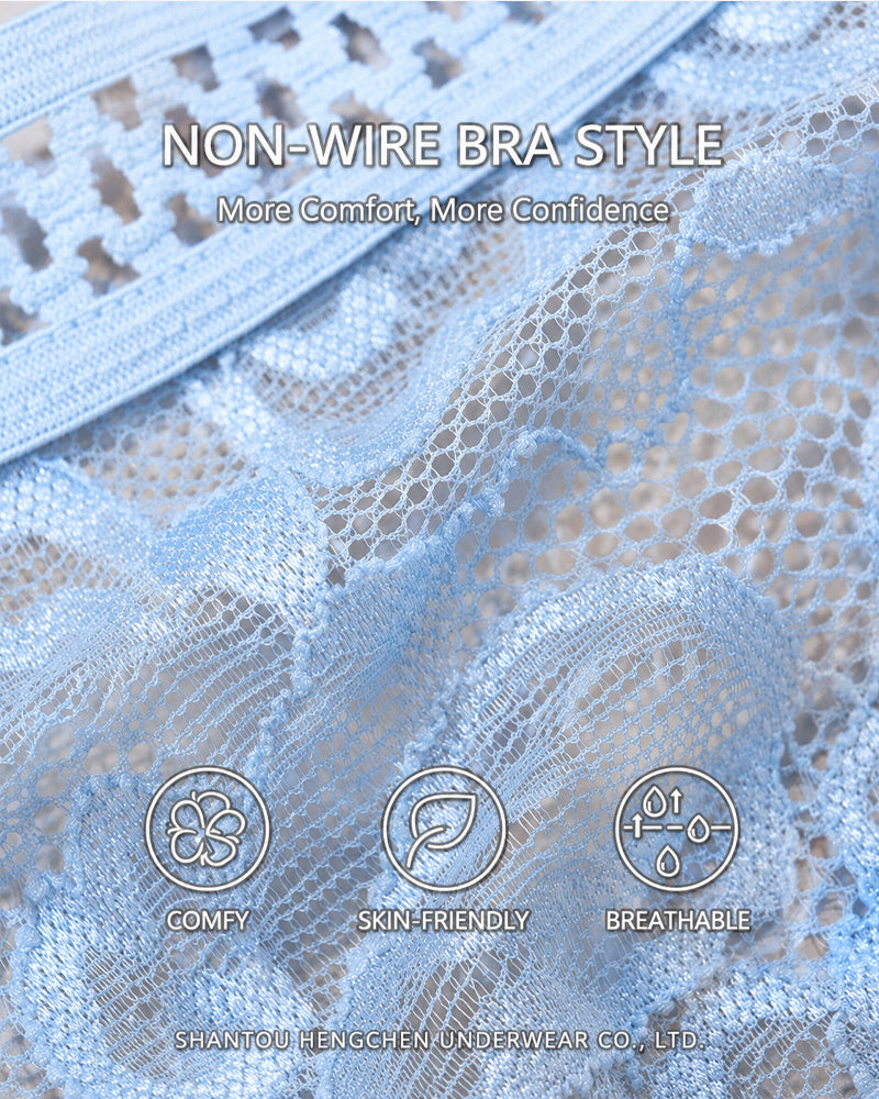 Lot de strings sexy en dentelle et tulle à boucle métallique