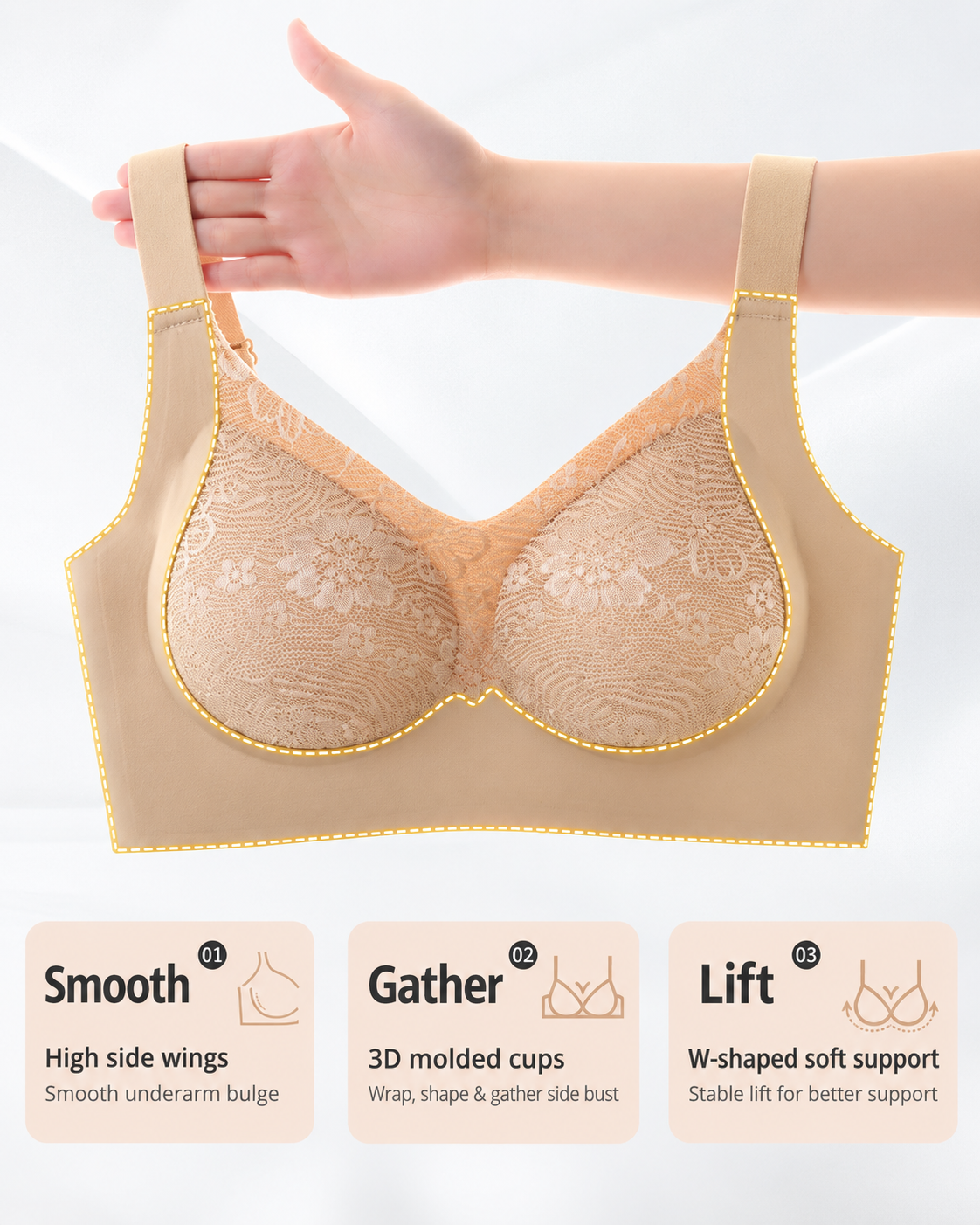 Pack de 2 sujetadores push-up de encaje sin costuras y transpirables