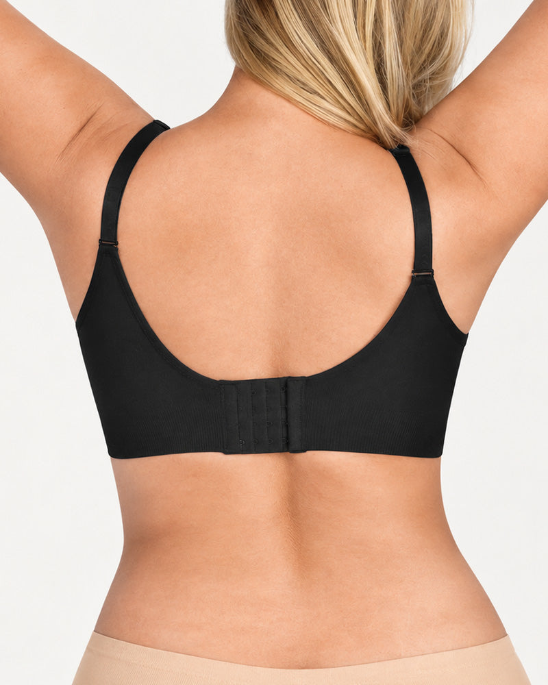 Sujetador push-up elástico sin costuras, de canalé, sin aros y con escote en V profundo