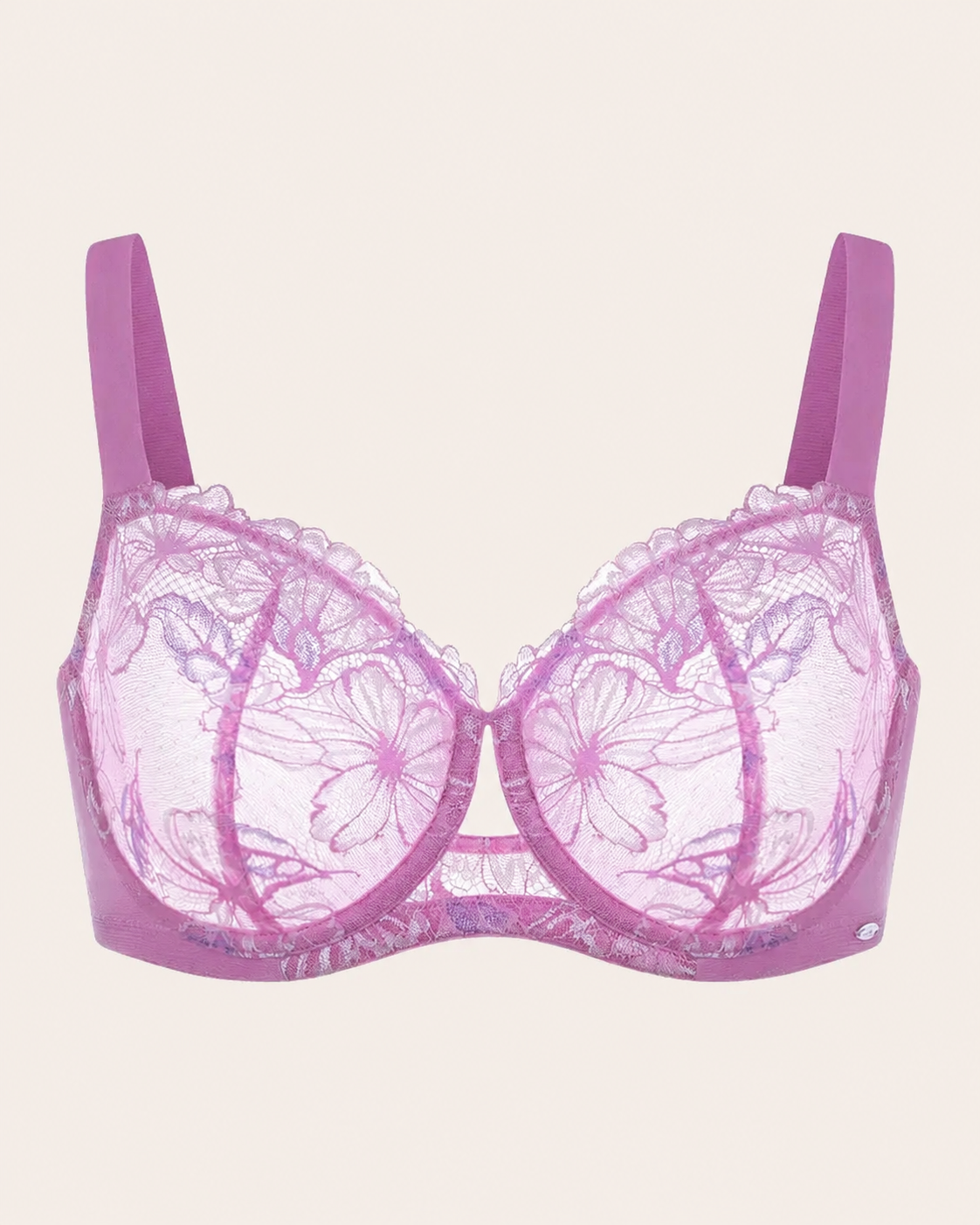Sujetador push-up sin forro de encaje floral talla grande