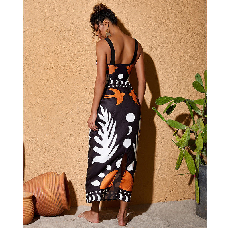 Costume da bagno bikini a spalla scoperta con vita alta e pantaloncini o gonna