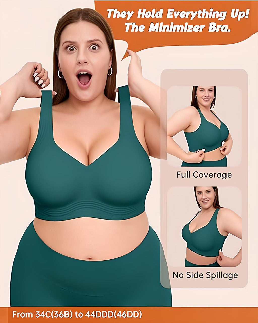Reggiseno coprente senza ferretto con effetto push-up