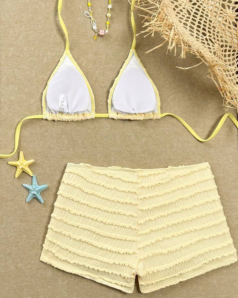 Conjunt de bikini de dues peces amb brodats de l'estrella del mar i seques, amb coll de gola