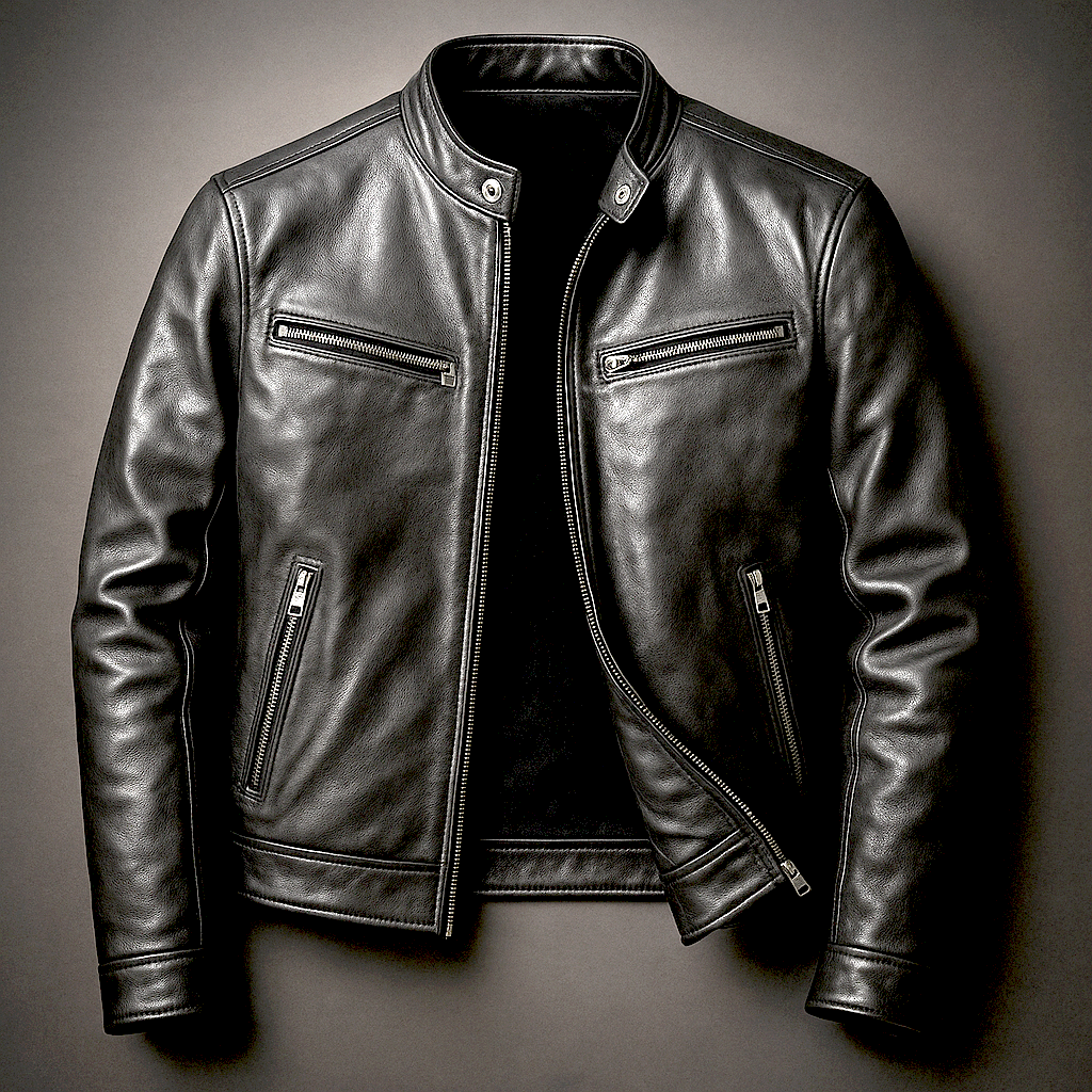 Chaqueta vintage de cuero con cremallera