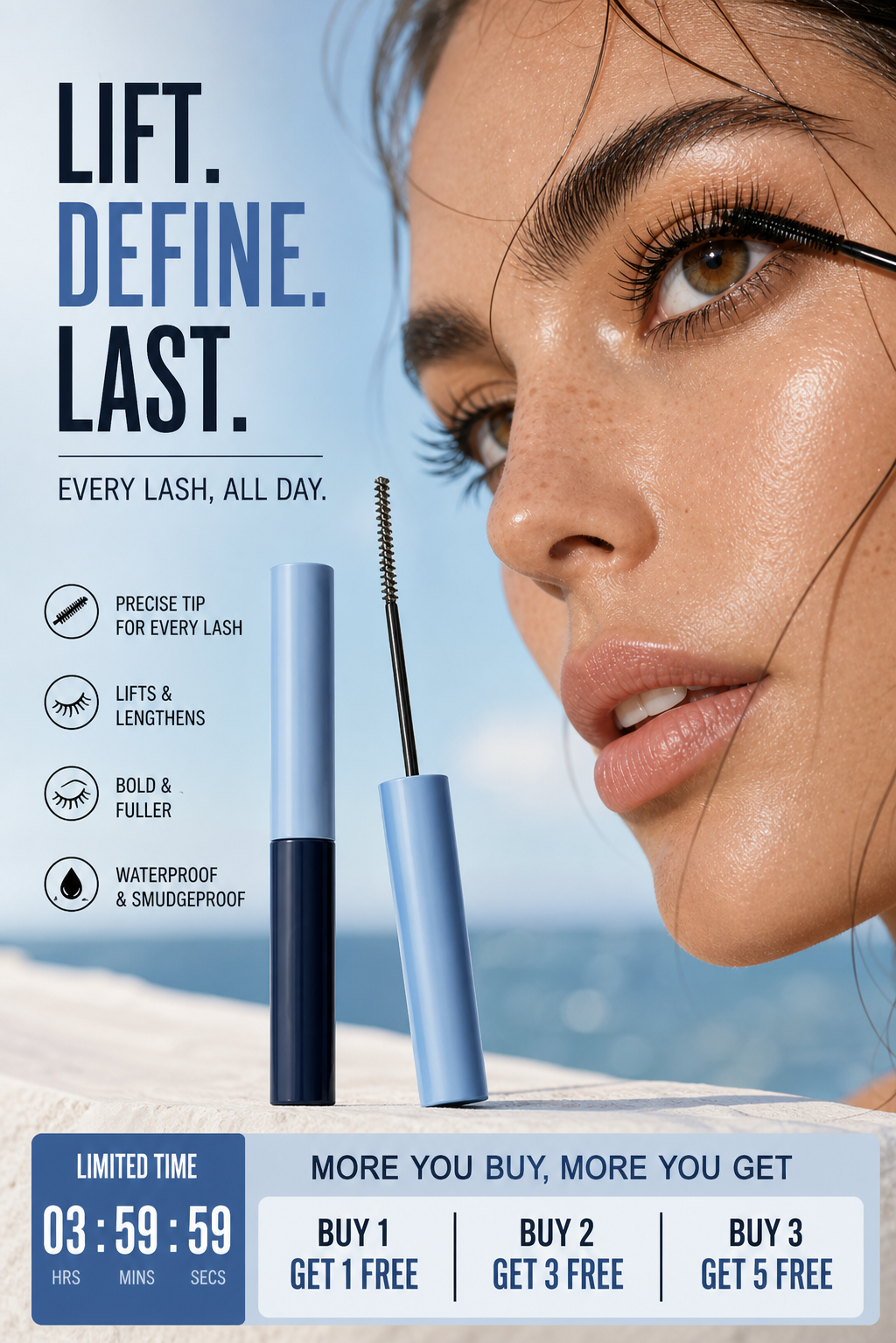 Mascara allongeadora i recurladora waterproof