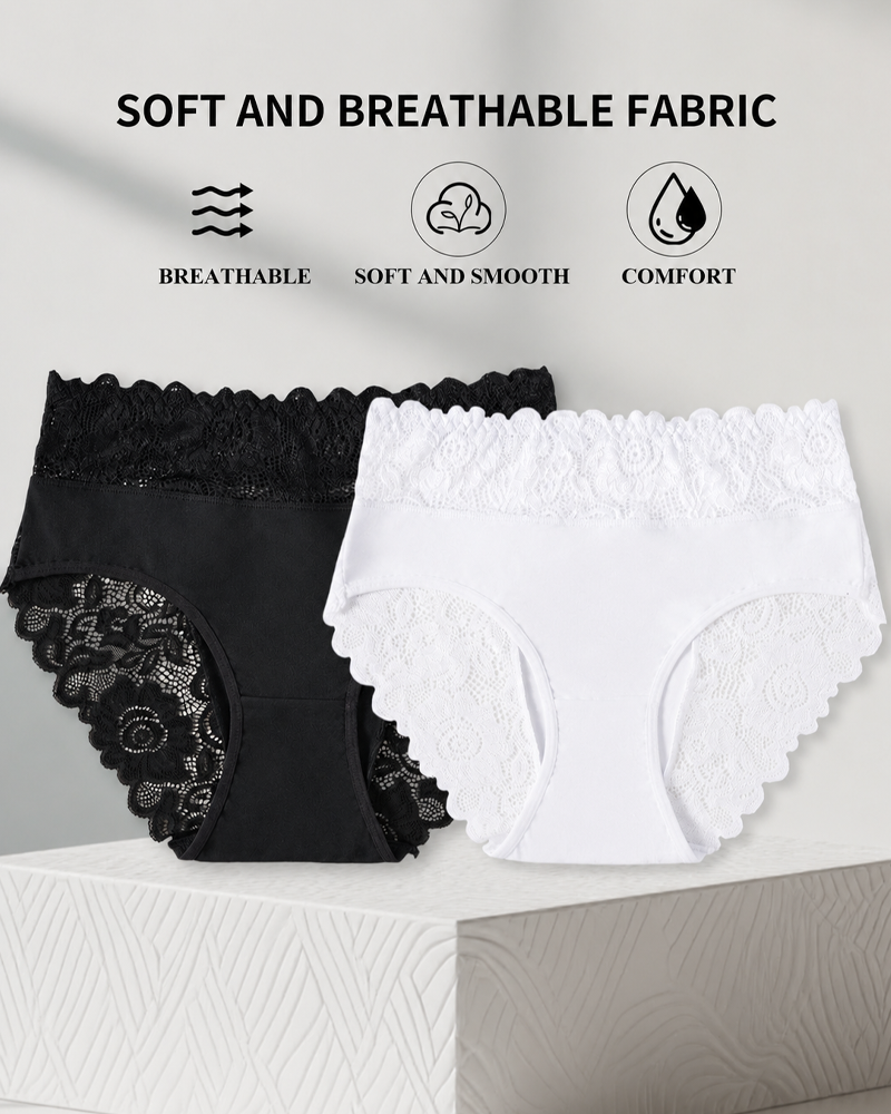 Lote de 5 bragas sexis de encaje floral, elásticas y transpirables