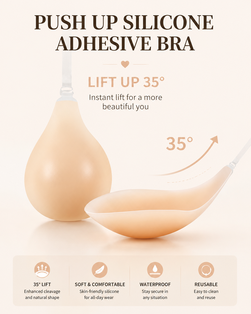 Sujetador adhesivo invisible de silicona push-up con escote americano