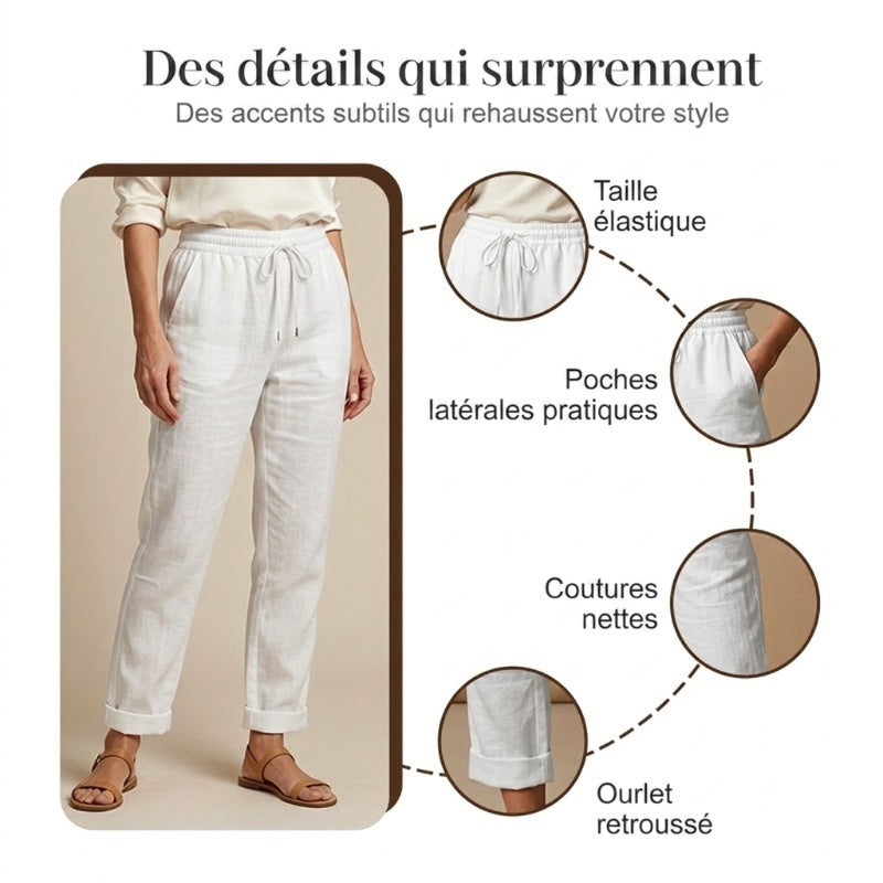 Pantalons rectes casuals de cotó i lli