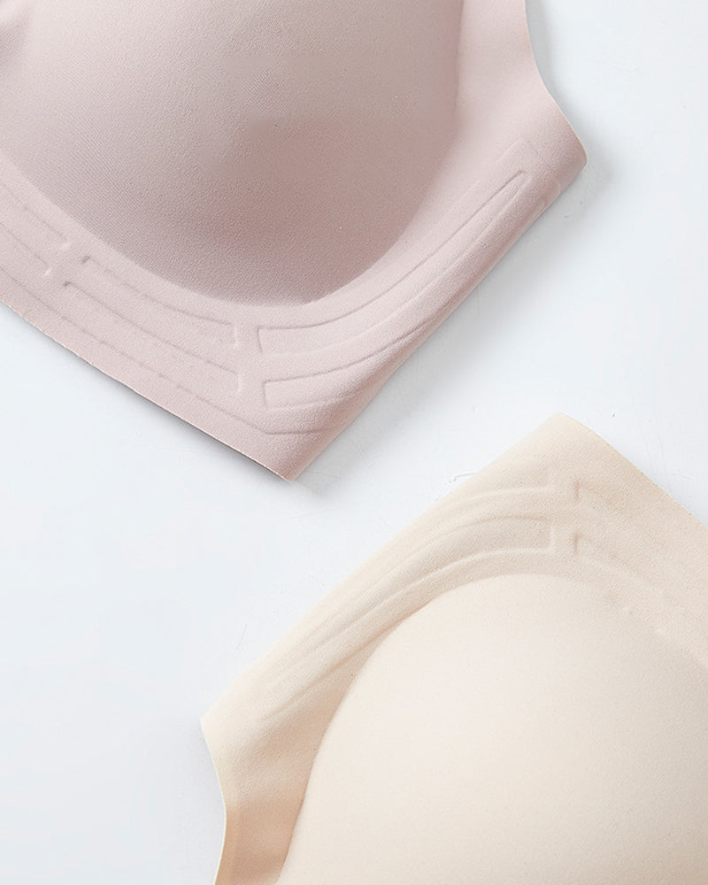 Sujetador tipo top push-up sin costuras y transpirable con escote en V para mujer, con dos almohadillas moldeadoras extraíbles