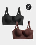 Lote de 2 sujetadores push-up envolventes sujeción extrafirme - Negro + Marrón