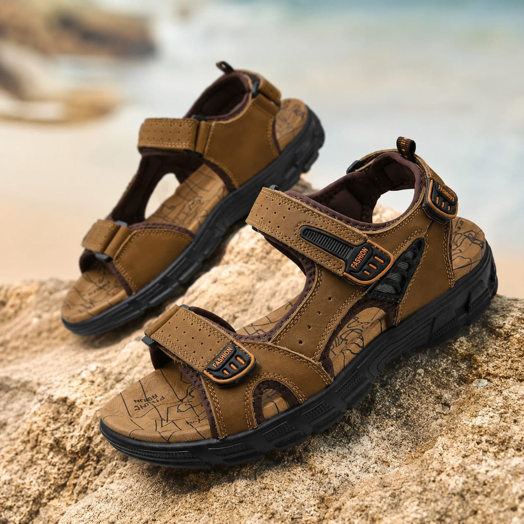Sandales de sport en cuir à velcro