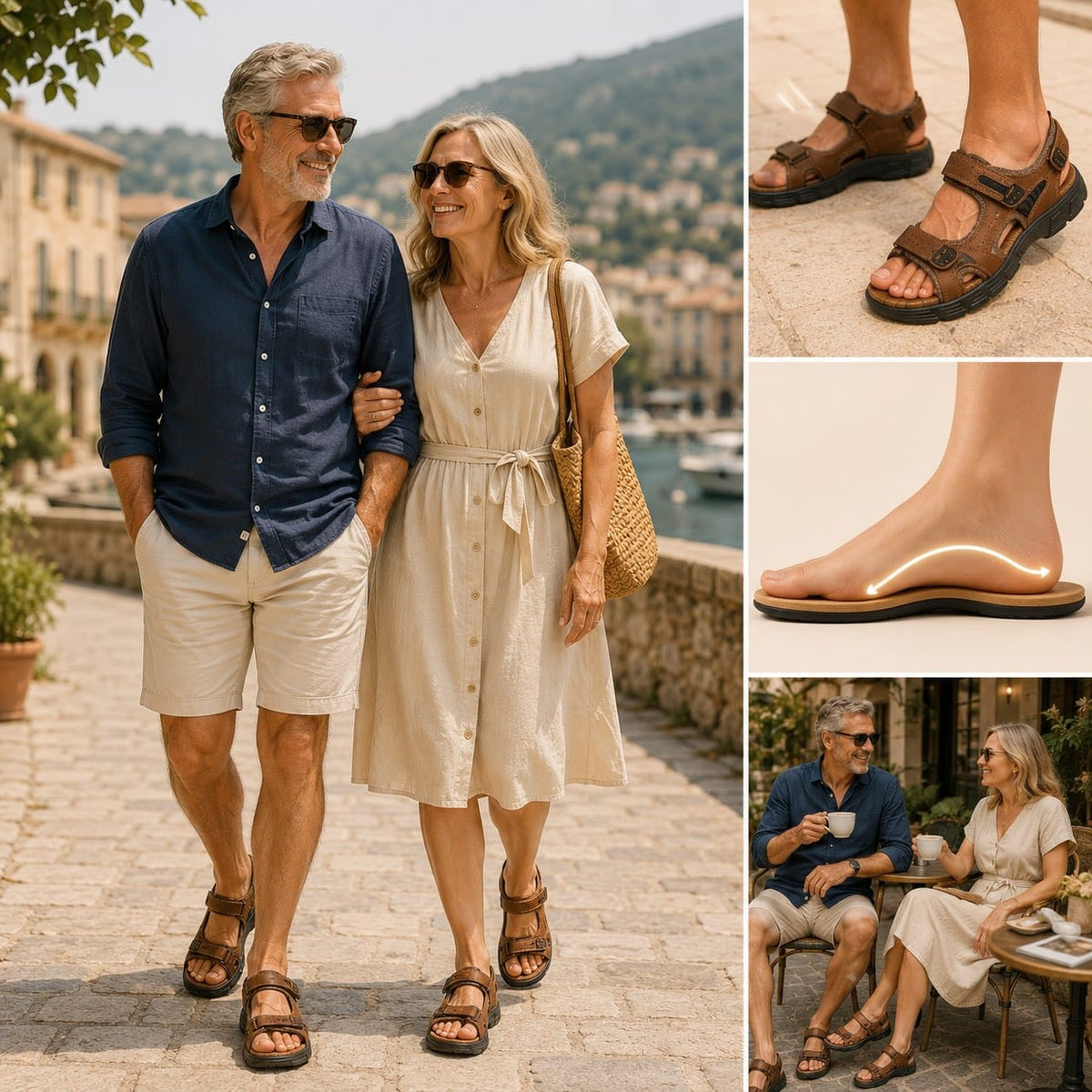Sandales de sport en cuir à velcro