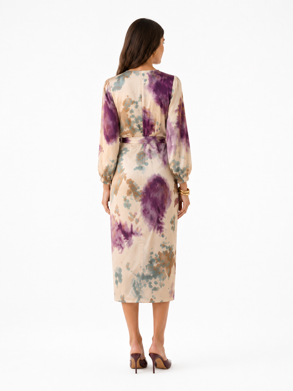 Vestit elegant de satè estampat