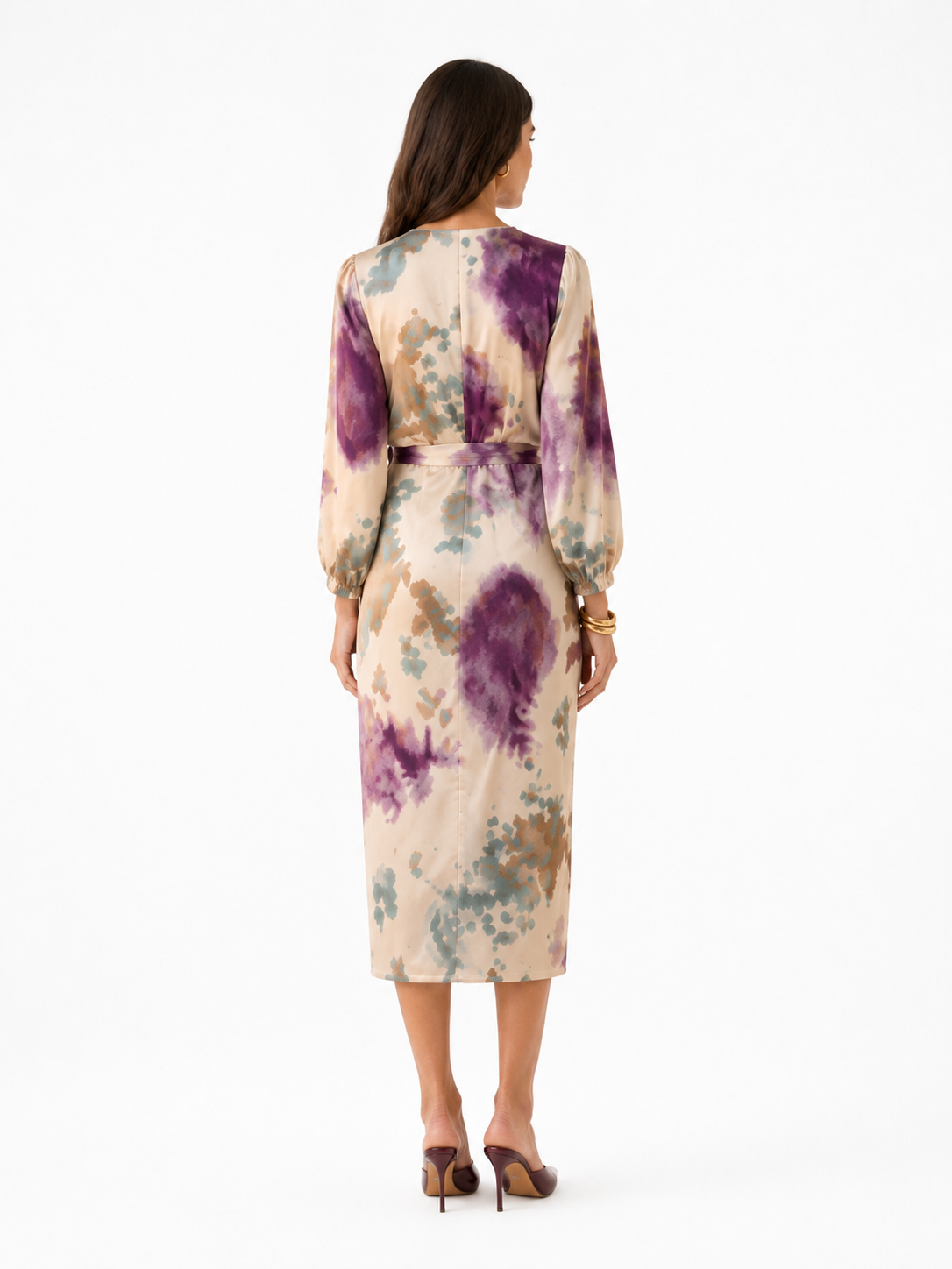 Vestit elegant de satè estampat