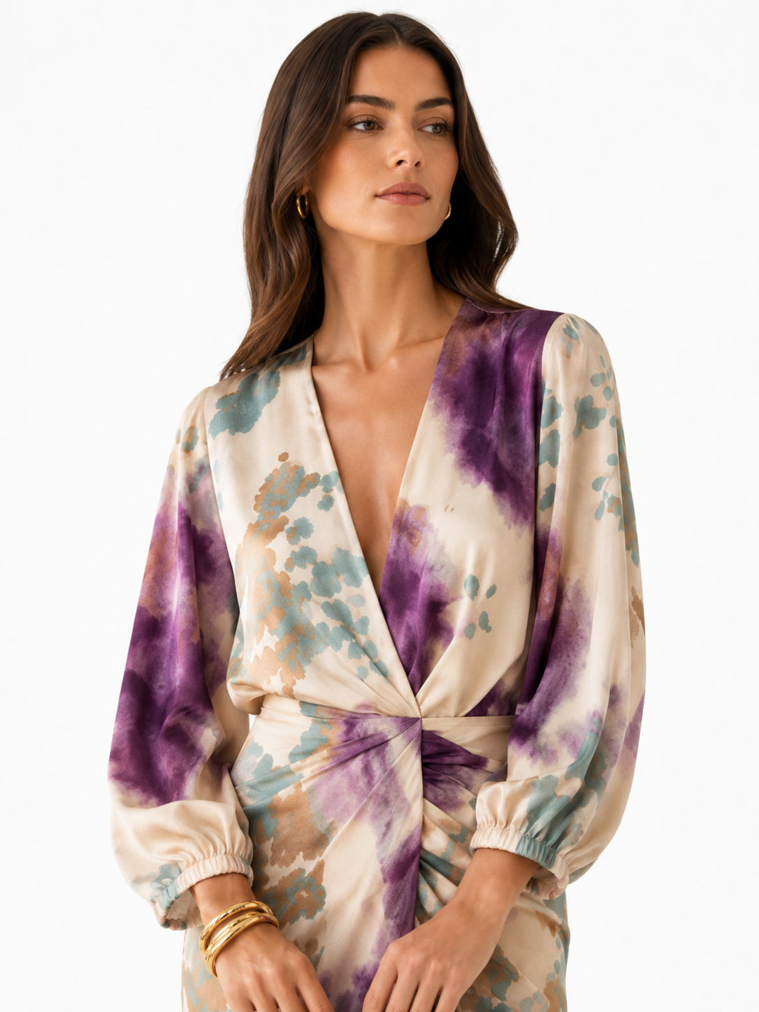 Vestit elegant de satè estampat
