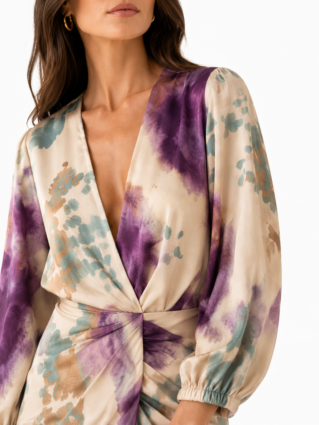 Vestit elegant de satè estampat