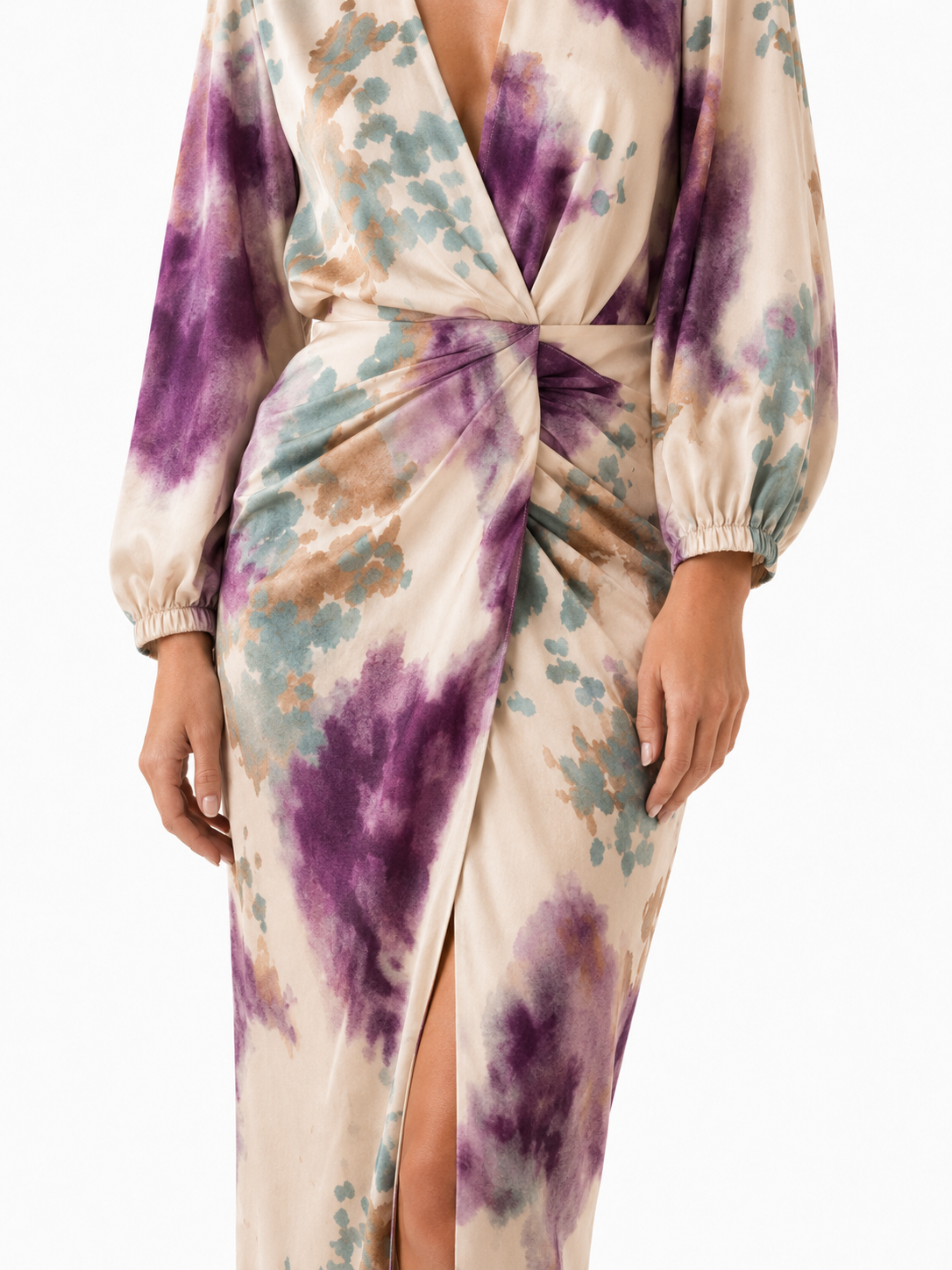 Vestit elegant de satè estampat