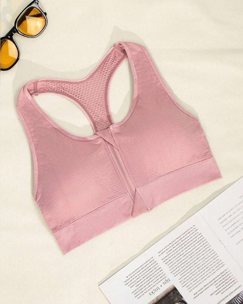 Reggiseno sportivo imbottito senza cuciture con zip