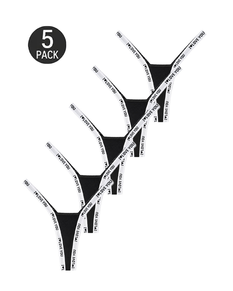 Lot de 5 strings sexy sans coutures à ceinture lettrée