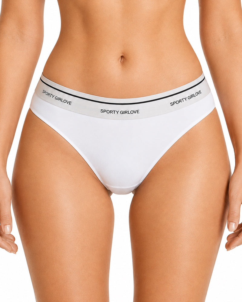 Lot de 6 strings sexy sans coutures en soie de glace avec lettres color block