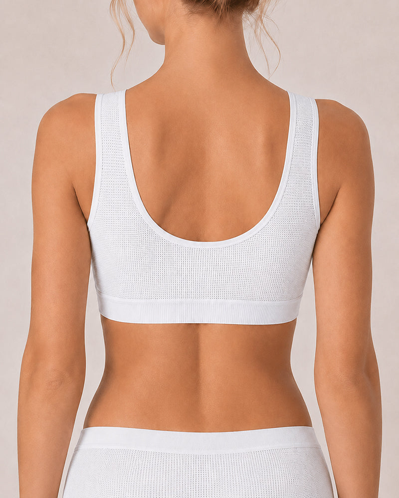 Brassière de sport ultra-fine et respirante en maille, sans coutures ni armatures, à fermeture sur le devant
