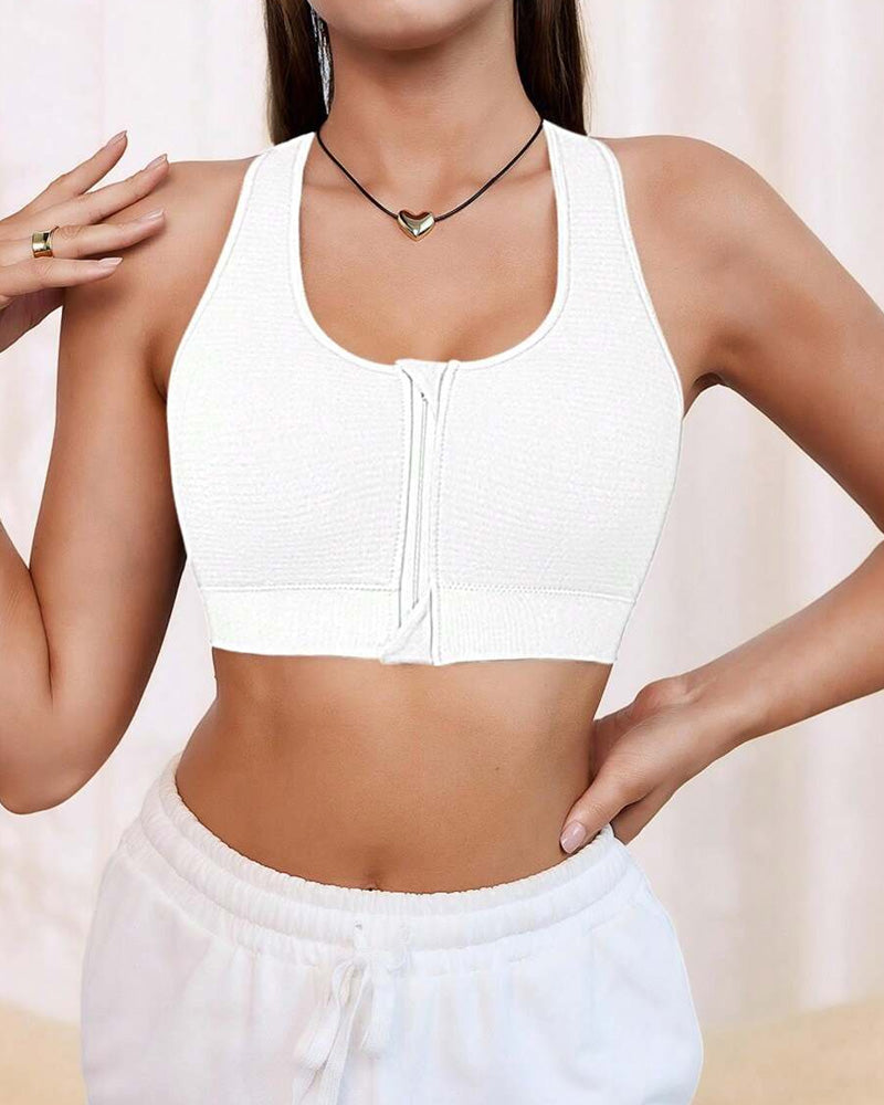 Reggiseno sportivo imbottito senza cuciture con zip