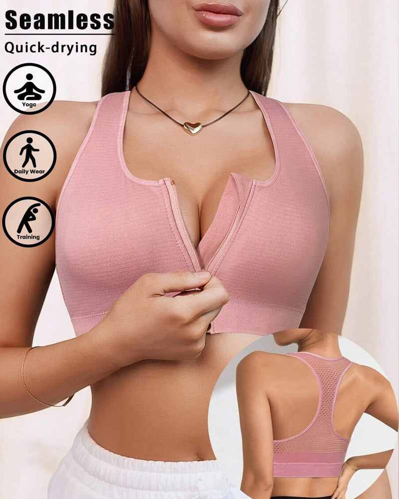 Reggiseno sportivo imbottito senza cuciture con zip