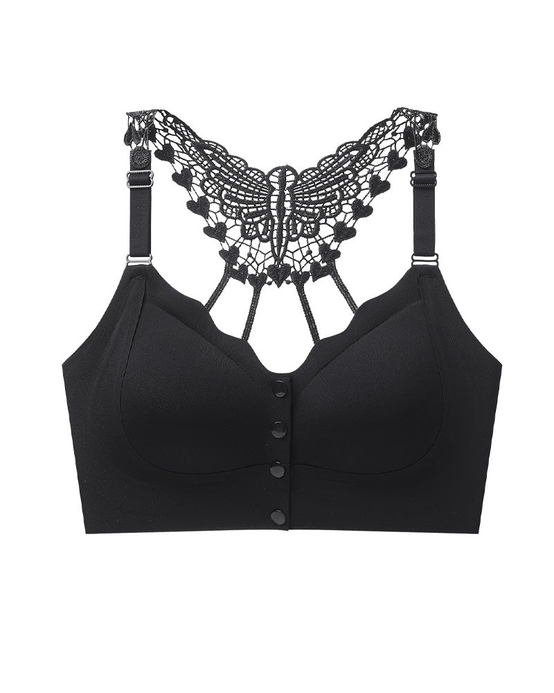 Sujetador push-up sin costuras con cierre delantero y espalda de mariposa