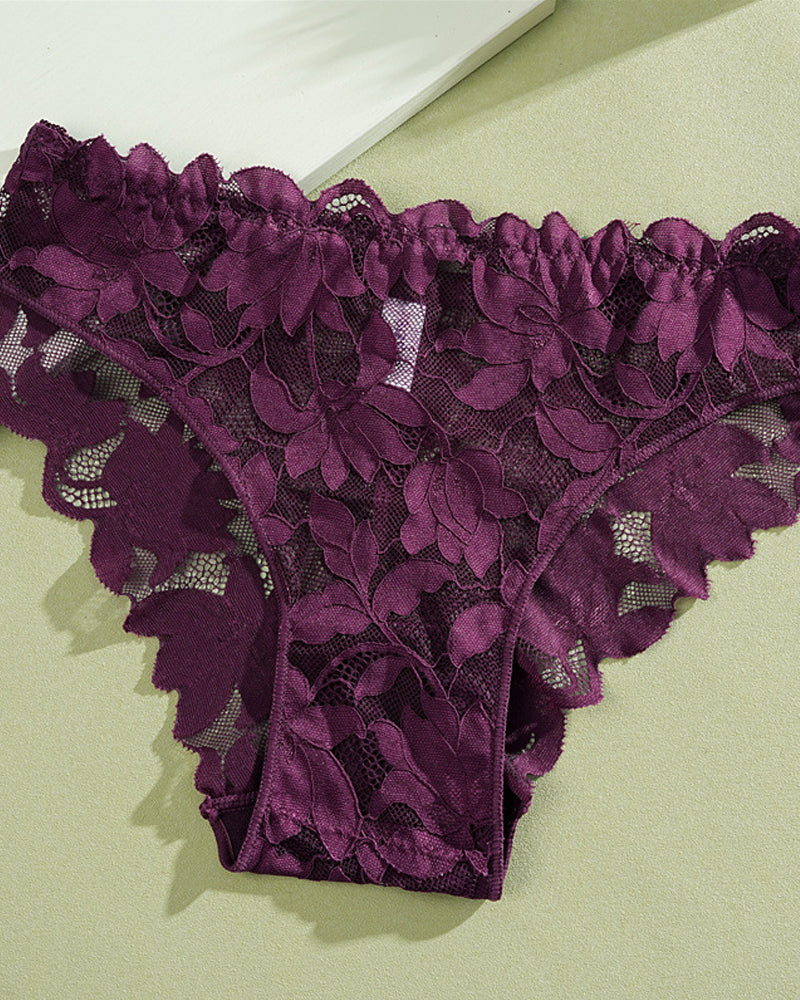Braguita sexy de encaje floral y tul transpirable