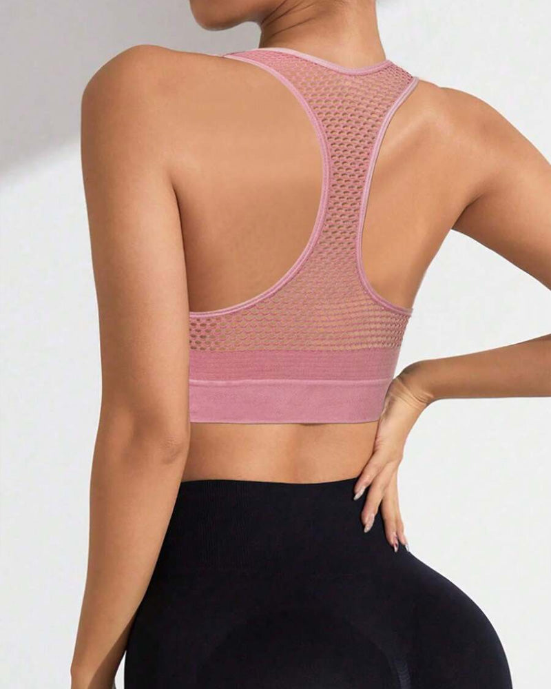 Reggiseno sportivo imbottito senza cuciture con zip