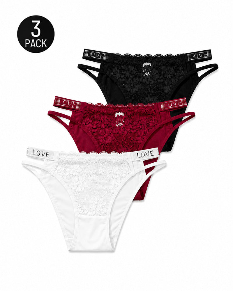 Confezioni multiple di sexy perizomi in pizzo trasparente con strass