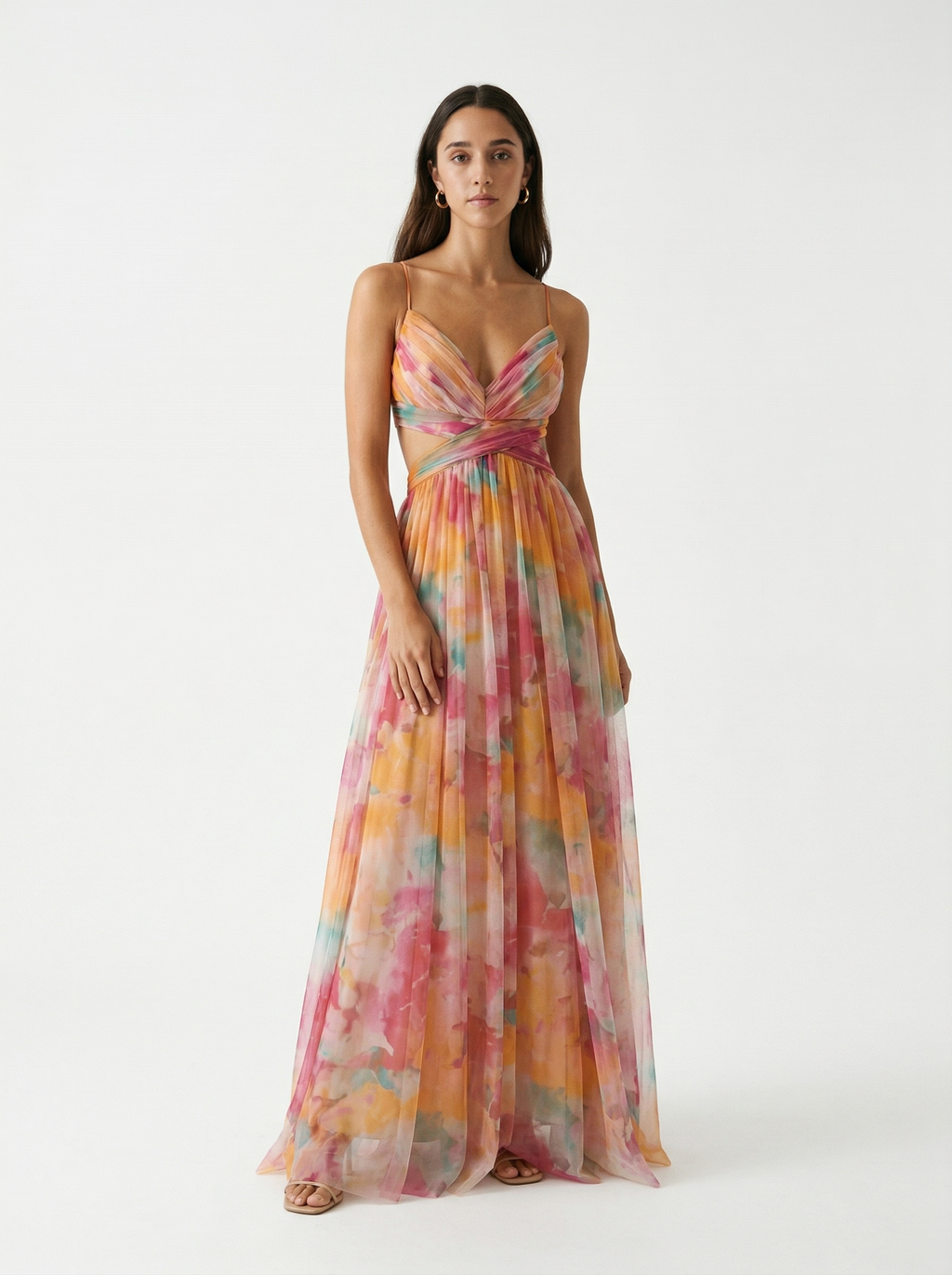Lang floral kjole