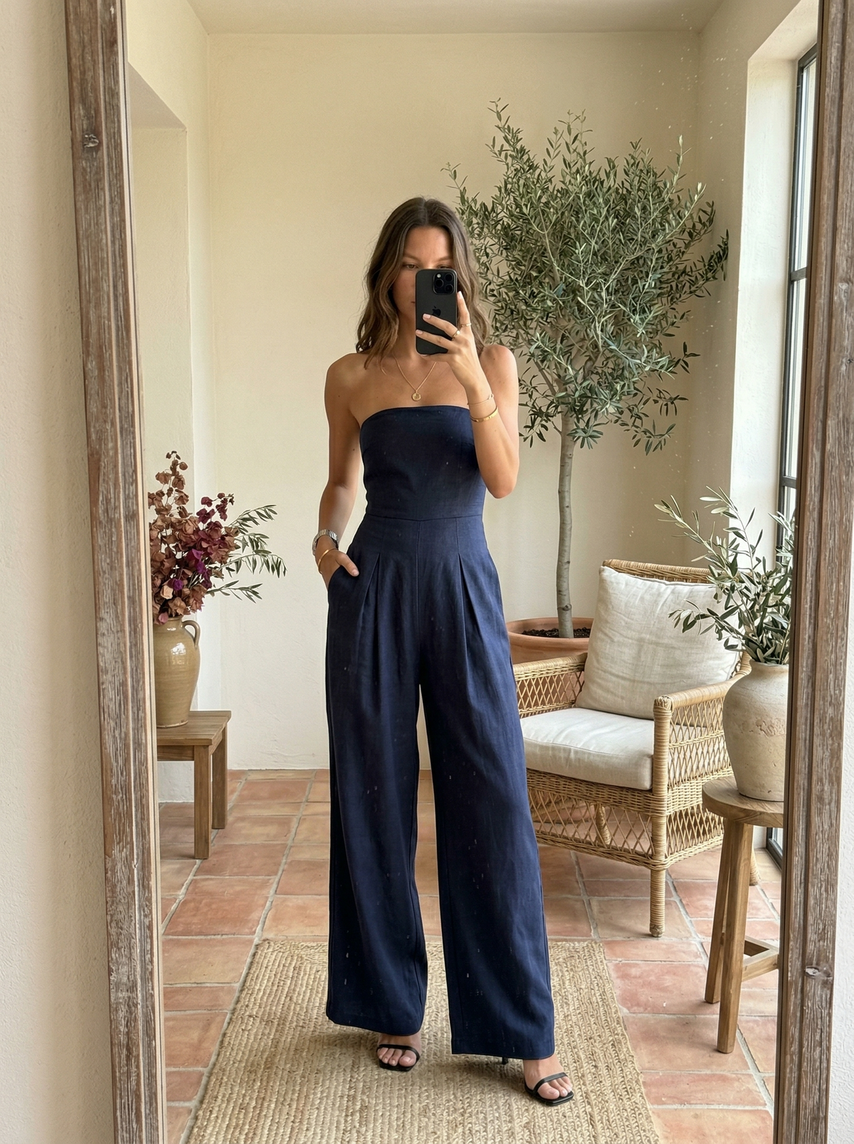 Combinaison bustier à jambes larges