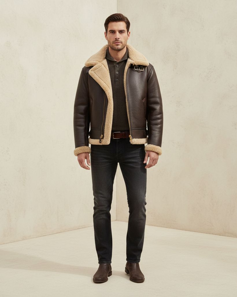 Veste en cuir matelassée